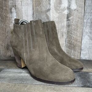 Womens Crown Vintage Kanes Brown Faux Suede Heeled Zip Ankle Boots Size 9.5 M